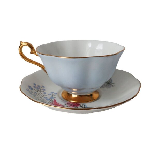 Vintage ROYAL ALBERT Bone China Teacup & Saucer Tea Cup Blue England Floral - Picture 3 of 7